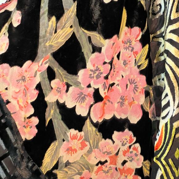 Anis A Open Kimono Burnout Velvet Topper Art to Wear Animal Print Floral L/XL - Picture 6 of 12